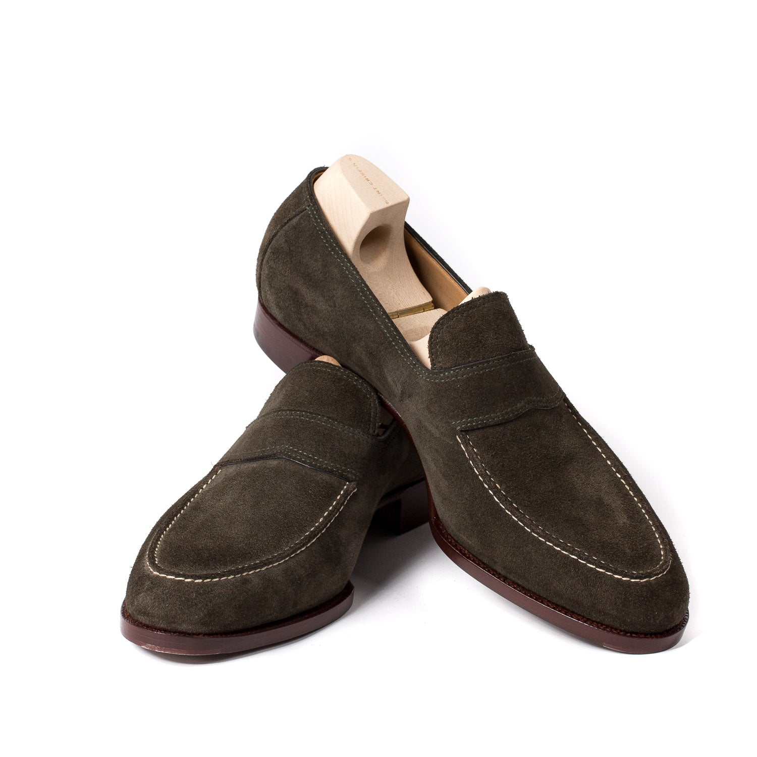 Loafer "Classic" aus dunkelgrünem Rauhleder - reine Handarbeit